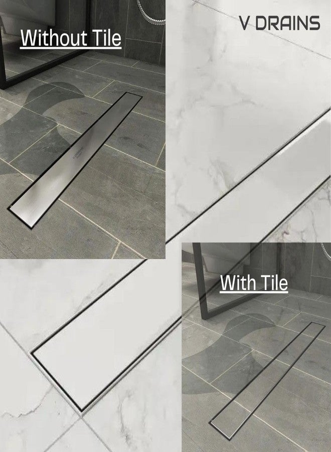 V DRAINS 600x80 mm Tile Marble Insert Floor Shower Drain Channel | Linear (Long) Drain for Bathrooms Floor, Terraces, Balconies of (SS AISI 304 18/8) with Cockroach Trap | Center Outlet (24x3 inches) - Image 5